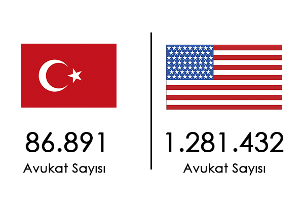 Avukat Sayısı Karşılaştırmaları Amerika Birleşik Devletleri - Türkiye