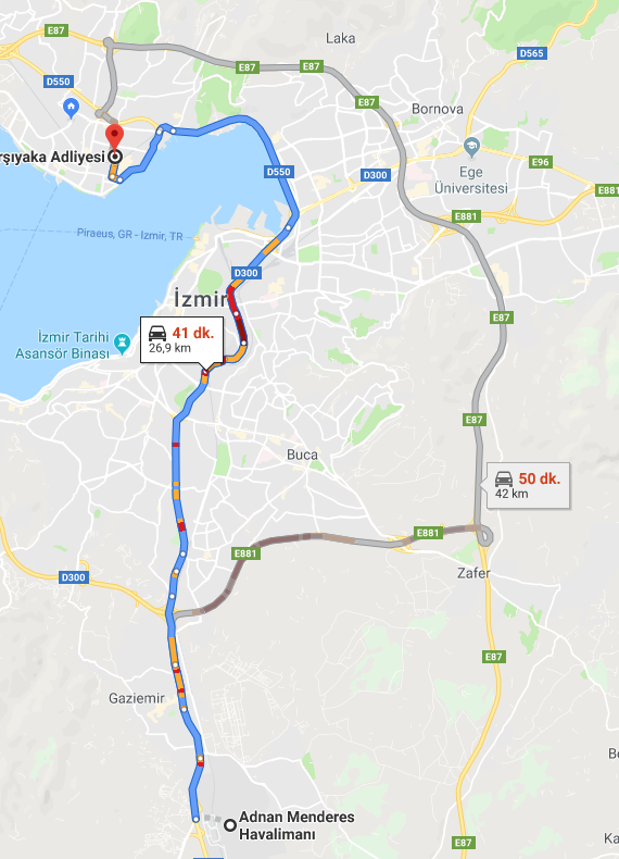 Karşıyaka Adliyesine Nasıl Gidilir - İzmir Adnan Menderes Havalimanı